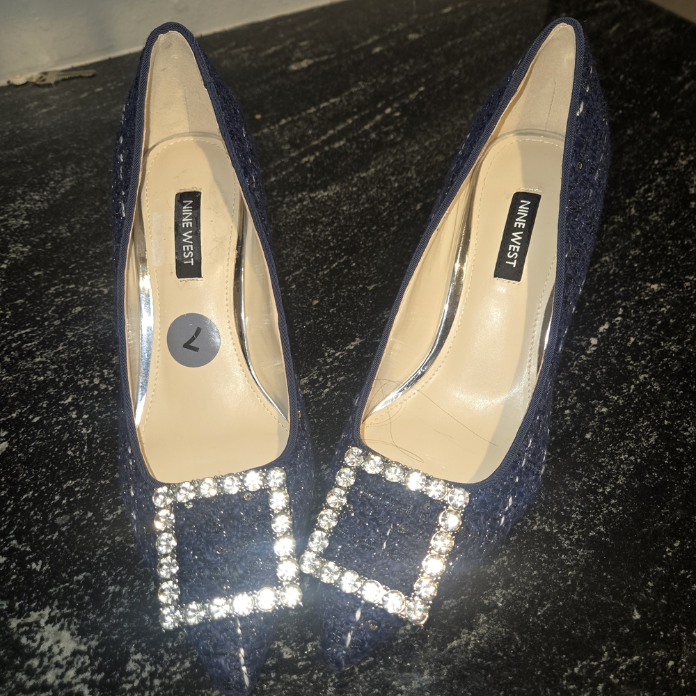 Nine West Women's Blue Embellished Heels
